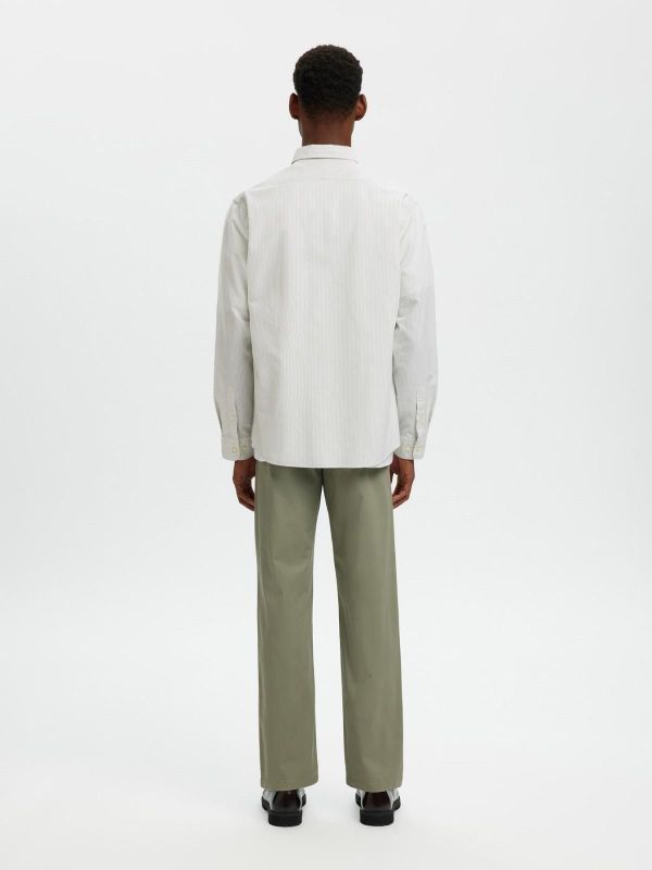 SLM Regcole Rick-Ox Shirt LS Bright White Stripes Aqua Gray  (16077359 BRIGHT WHITE AQUA GRAY) - Caramel (Sint-Job-in-’t-Goor)