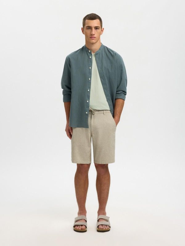 SLH Regular-Brody Linen BLD Shorts Vetiver  (16087638 VETIVER MIXED) - Caramel (Sint-Job-in-’t-Goor)