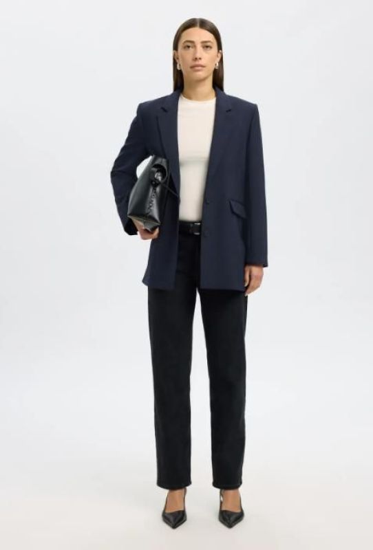 SLW Rita LS Relaxed Blazer Dark Sapphire Melange  (16090235 dark sapphire) - Caramel (Sint-Job-in-’t-Goor)