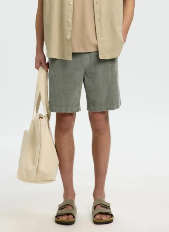 SLH Regular Jace Corduroy Short Vetiver  (16092728 Vetiver) - Caramel (Sint-Job-in-’t-Goor)