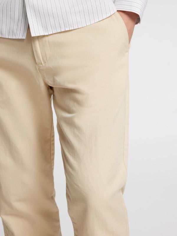 Selected Homme 196-Straight Miles Linen Blend Pant Oatmeal 