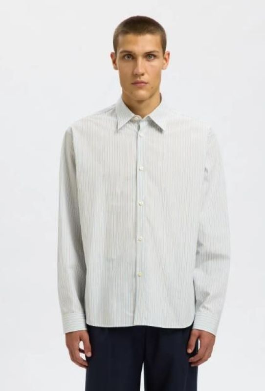 Selected Homme Ctmben Stripe LS Shirt Cashmere Blue Multi Stripes  (16099305 CASHMERE BLUE ) - Caramel (Sint-Job-in-’t-Goor)