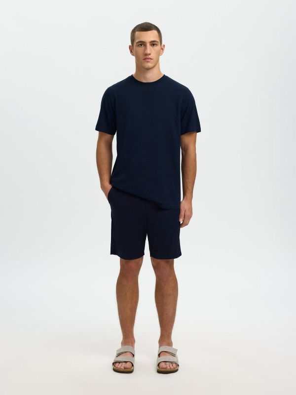 SLH Adam Linen Blend SS Tee Sky Captain  (16100136 SKY CAPTAIN) - Caramel (Sint-Job-in-’t-Goor)