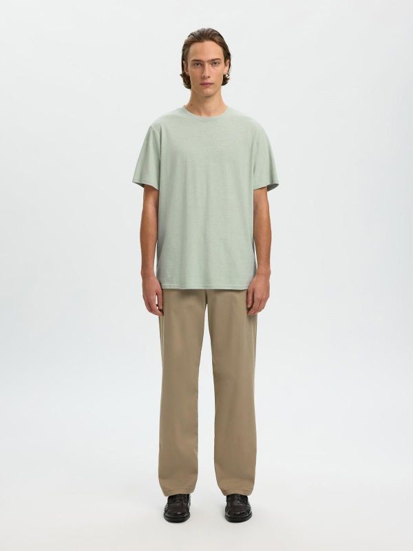 SLH Adam Linen Blend SS Tee Aqua Gray  (16100136 AQUA GRAY) - Caramel (Sint-Job-in-’t-Goor)
