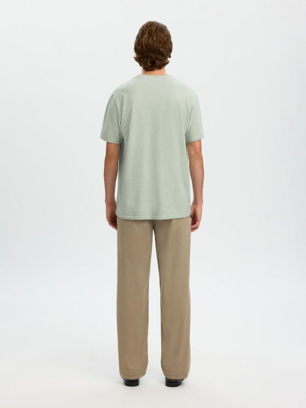 SLH Adam Linen Blend SS Tee Aqua Gray  (16100136 AQUA GRAY) - Caramel (Sint-Job-in-’t-Goor)