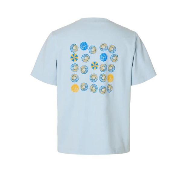 SLH Max Graphic SS O-Neck Skyway  (16100467 Skyway) - Caramel (Sint-Job-in-’t-Goor)