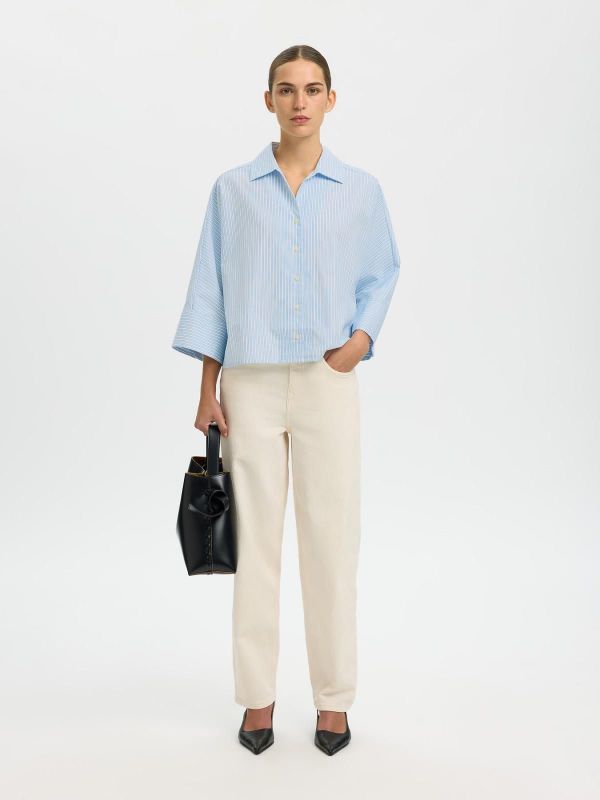 SLF Ester Oversize 3/4 Shirt Malibu Blue Stripe  (16100618 MALIBU BLUE) - Caramel (Sint-Job-in-’t-Goor)