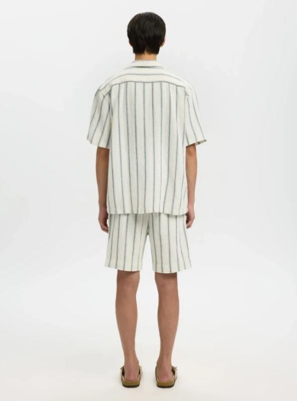 SLH Rlxcal SS Shirt Resort Egret/Skyway  (16101248 Egret Skyway) - Caramel (Sint-Job-in-’t-Goor)