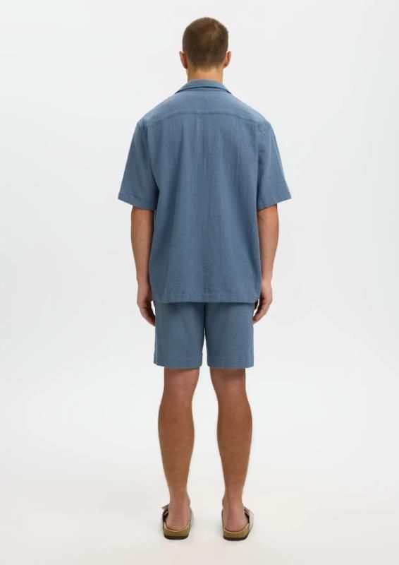 SLH Rlxcal SS Shirt Resort Blue Mirage  (16101248 BLUE MIRAGE) - Caramel (Sint-Job-in-’t-Goor)