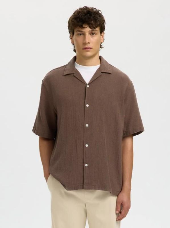 SLH Rlxcal SS Shirt Resort Chocolate Chip  (16101248 Chocolate Chip) - Caramel (Sint-Job-in-’t-Goor)