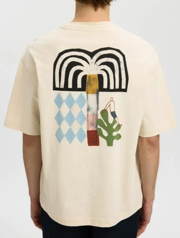 SLH Relax Norman License SS Tee Birch  (16101616 Birch) - Caramel (Sint-Job-in-’t-Goor)