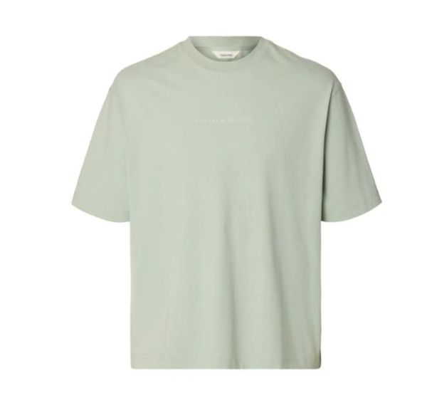 SLH Relax Norman License SS Tee Aqua Gray  (16101616 Aqua Gray) - Caramel (Sint-Job-in-’t-Goor)