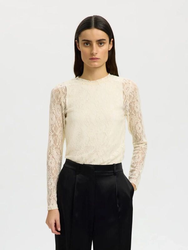 SLF Mista LS O-Neck Top Egret  (16101951 EGRET) - Caramel (Sint-Job-in-’t-Goor)