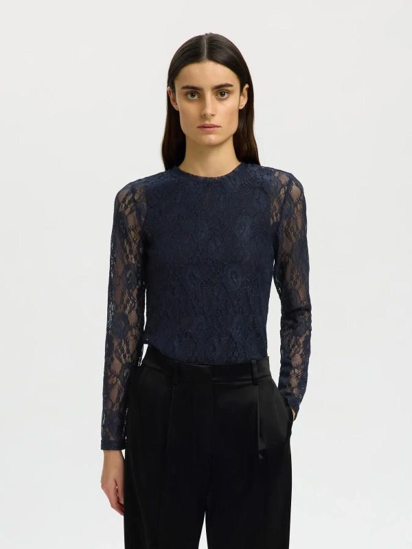 SLF Mista LS O-Neck Top Dark Sapphire  (16101951 DARK SAPPHIRE) - Caramel (Sint-Job-in-’t-Goor)