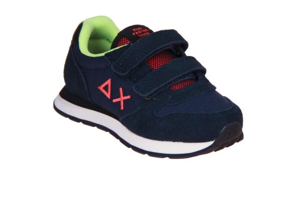 SUN68 Navy Blue Boy's Tom Fluo Nylon Sneaker - Blauw  (Z46302B-07) - Caramel (Sint-Job-in-’t-Goor)