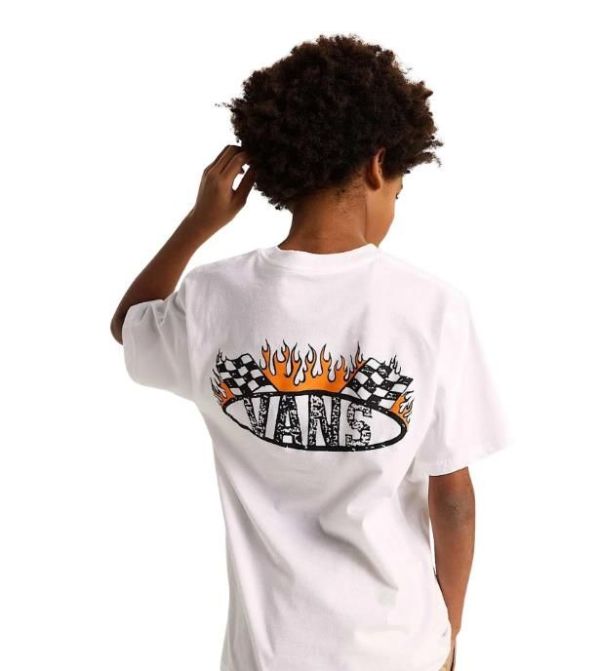 Vans Kids T-Shirt SS Racing Flames White  (VN000VXBWHT1) - Caramel (Sint-Job-in-’t-Goor)