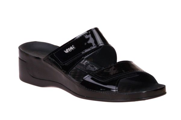 Vital Tina Lack Schwarz Slipper  (13600-lack scharz) - Caramel (Sint-Job-in-’t-Goor)