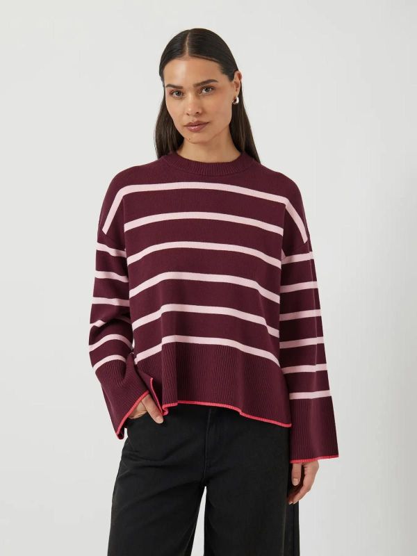 Y.A.S. Elma LS Knit Pullover Port Royale Pink Stripes  (26038504 PORT ROYALE) - Caramel (Sint-Job-in-’t-Goor)