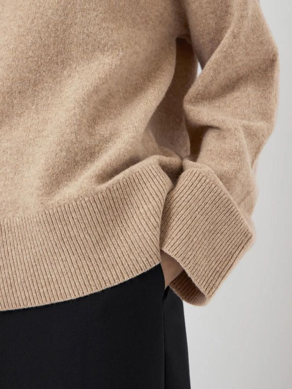 Y.A.S. Nola Wool LS Knit Pullover Oat Milk Melange  (26037543 OAT MILK) - Caramel (Sint-Job-in-’t-Goor)