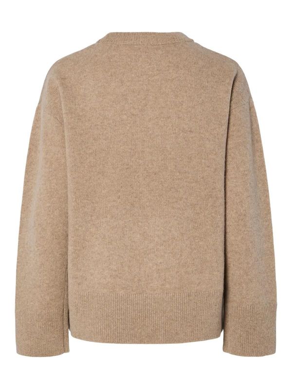 Y.A.S. Nola Wool LS Knit Pullover Oat Milk Melange  (26037543 OAT MILK) - Caramel (Sint-Job-in-’t-Goor)