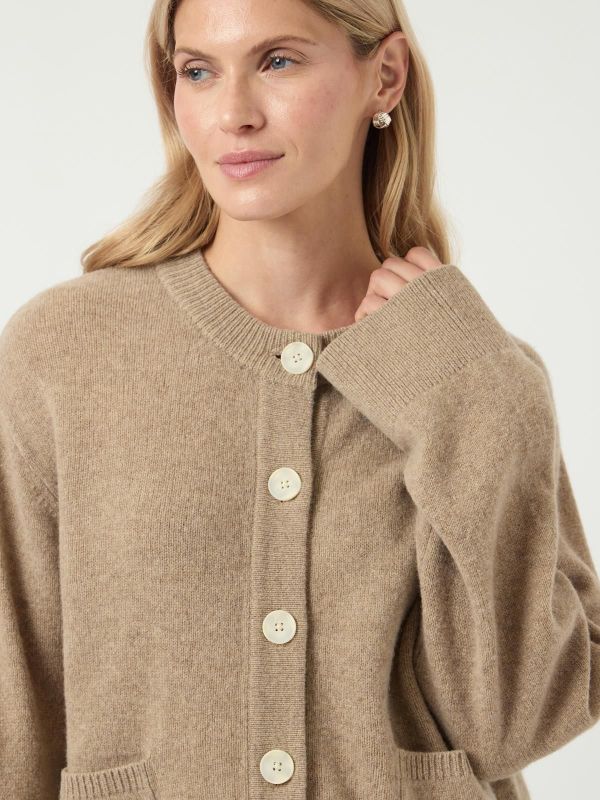 Y.A.S. Nola Wool LS Knit Cardigan Oat Milk  (26037544 OAT MILK) - Caramel (Sint-Job-in-’t-Goor)