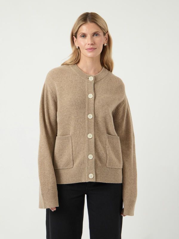 Y.A.S. Nola Wool LS Knit Cardigan Oat Milk  (26037544 OAT MILK) - Caramel (Sint-Job-in-’t-Goor)