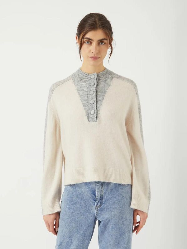 Y.A.S. Vivio LS Knit Pullover Light Grey Melange  (26038295 LIGHT GREY MELANGE) - Caramel (Sint-Job-in-’t-Goor)