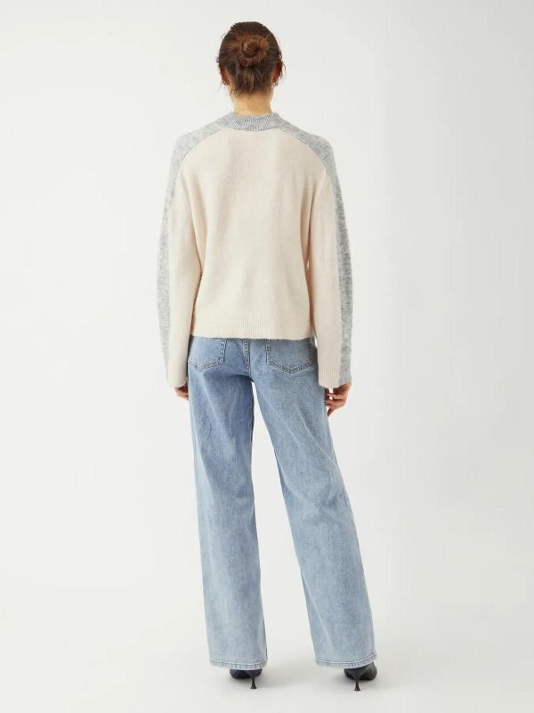 Y.A.S. Vivio LS Knit Pullover Light Grey Melange  (26038295 LIGHT GREY MELANGE) - Caramel (Sint-Job-in-’t-Goor)