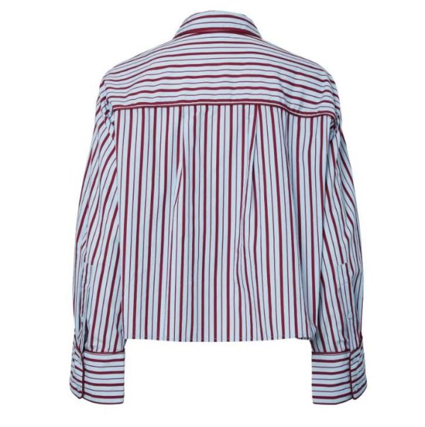 Y.A.S. Lee LS ¨Piping Shirt Skyway With Tibetan Red Stripes  (26039181 skyway) - Caramel (Sint-Job-in-’t-Goor)