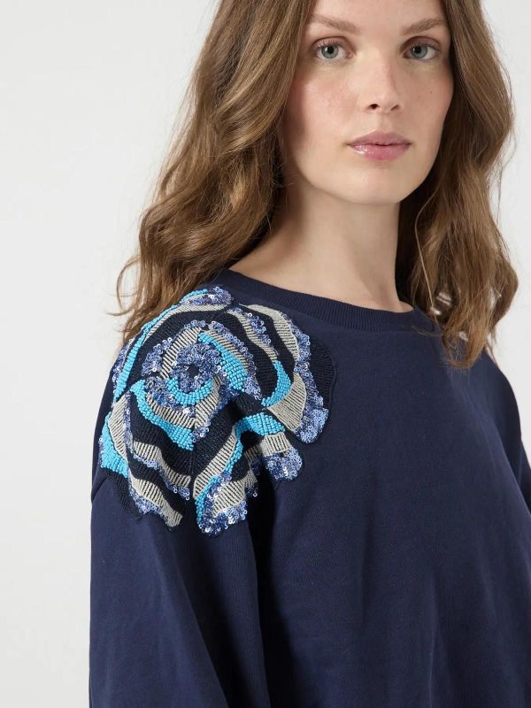 Y.A.S. Bluga LS Embellished Sweat Navy Blazer  (26039247 NAVY BLAZER) - Caramel (Sint-Job-in-’t-Goor)