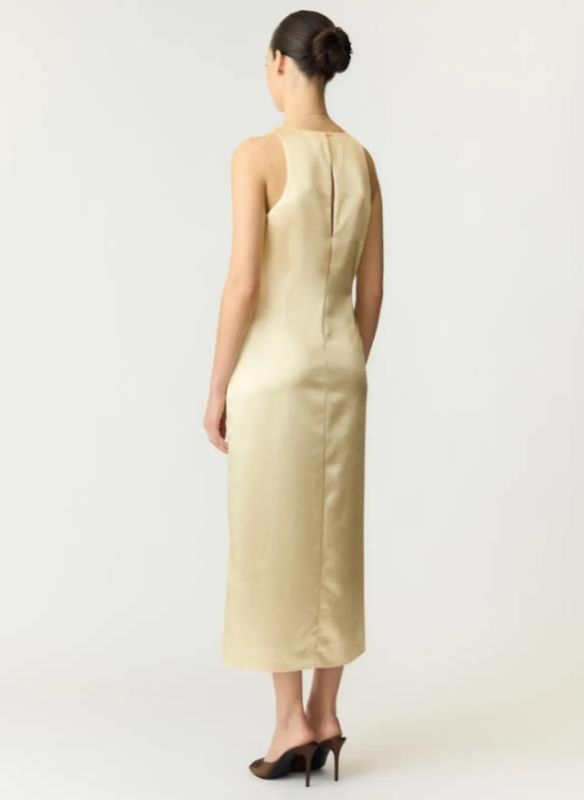 Y.A.S. Orchida Satin Long Dress Anise Flower  (26039936 ANISE FLOWER) - Caramel (Sint-Job-in-’t-Goor)