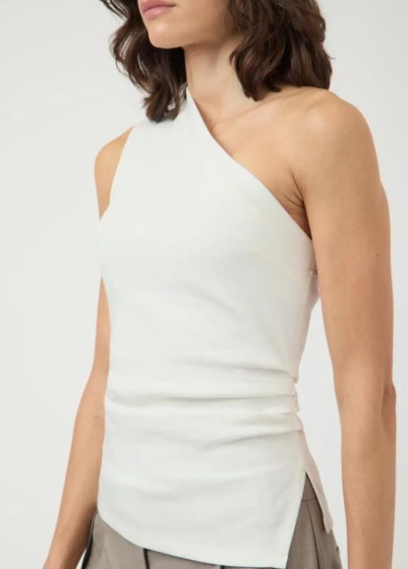 Y.A.S. Venice One Shoulder Top Star White  (26037727 STAR WHITE) - Caramel (Sint-Job-in-’t-Goor)
