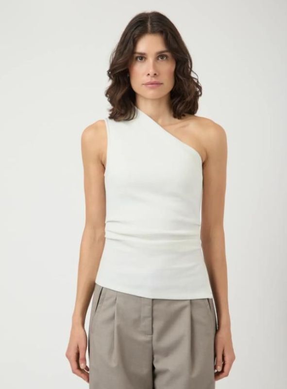 Y.A.S. Venice One Shoulder Top Star White  (26037727 STAR WHITE) - Caramel (Sint-Job-in-’t-Goor)