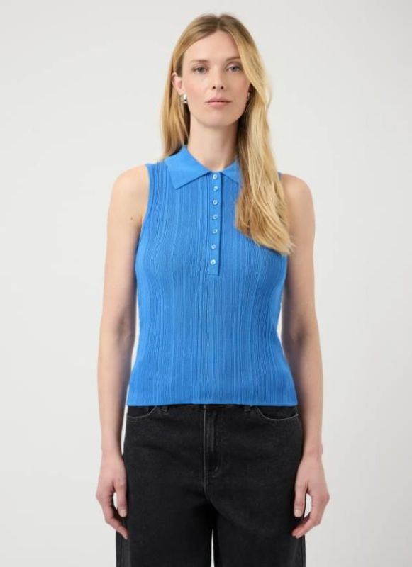 Y.A.S. Tanki SL Polo Knit Top Marina  (26040373 MARINA) - Caramel (Sint-Job-in-’t-Goor)