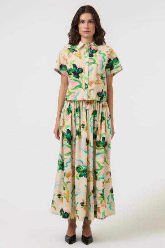 Y.A.S. Rita HW Ankle Skirt Pristine/Rita Print  (26040690 PRISTINE RITA PRINT) - Caramel (Sint-Job-in-’t-Goor)