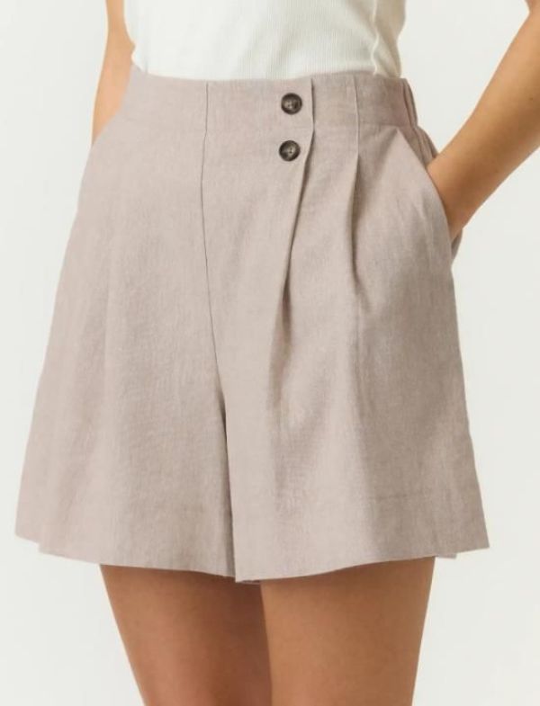Y.A.S. Usuma HW Linen Blend Shorts White Pepper  (26040842 WHITE PEPPER) - Caramel (Sint-Job-in-’t-Goor)