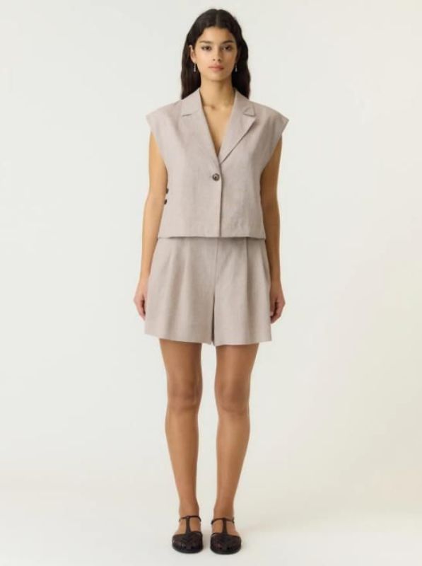 Y.A.S. Usuma HW Linen Blend Shorts White Pepper  (26040842 WHITE PEPPER) - Caramel (Sint-Job-in-’t-Goor)