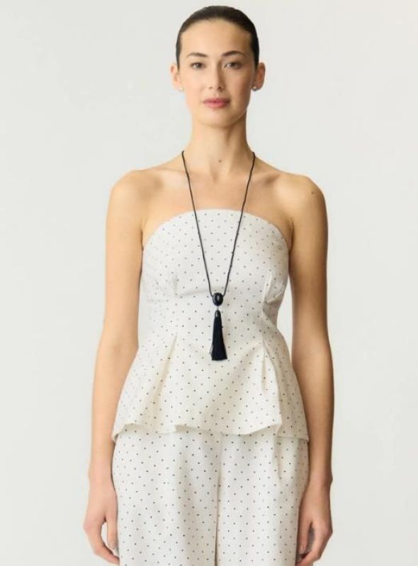 Y.A.S. Dolty Corsage Top Star White/Black  (26041151 STAR WHITE BLACK DOTS) - Caramel (Sint-Job-in-’t-Goor)