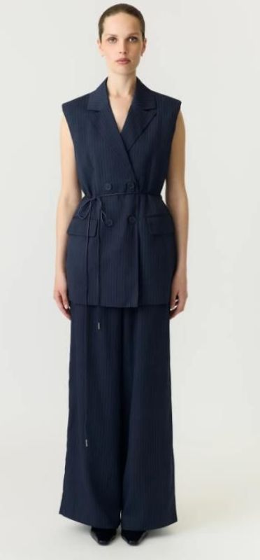 Y.A.S. Shimma Waistcoast Navy Blazer Met Stripe  (26039042 NAVY BLAZER) - Caramel (Sint-Job-in-’t-Goor)