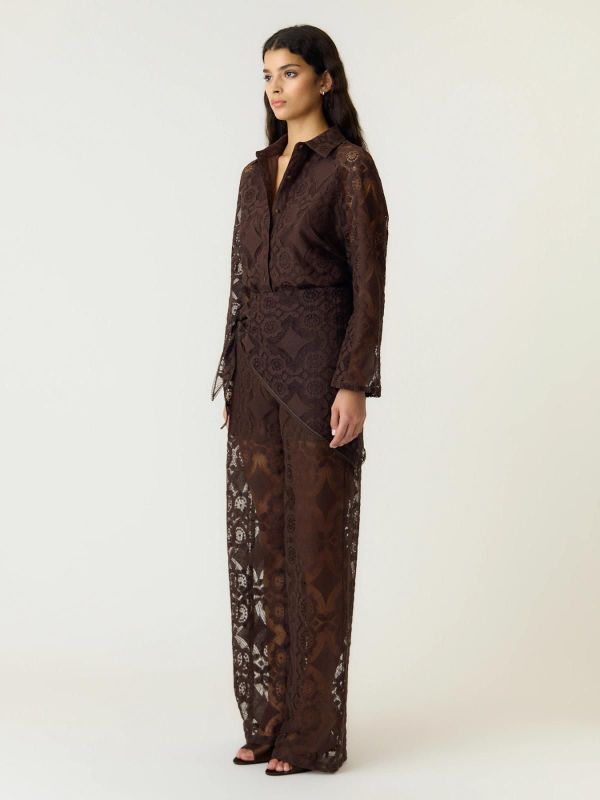 Y.A.S. Almi 7/8 Lace Shirt Coffee Bean  (26041344 coffee bean ) - Caramel (Sint-Job-in-’t-Goor)