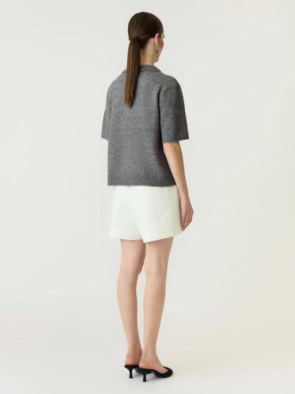 Y.A.S Frilo SS Knit Cardigan Medium Grey Melange  (26041354 medium grey melange) - Caramel (Sint-Job-in-’t-Goor)