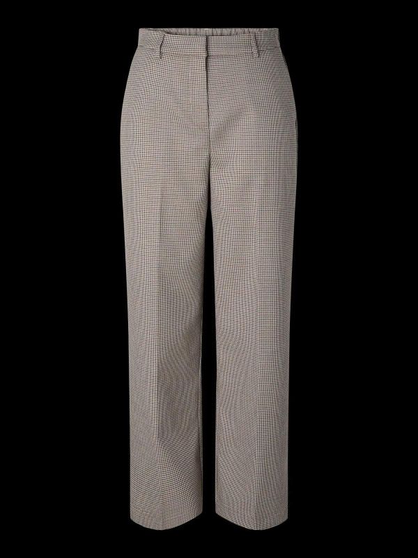 YAS Chekka Hw Wide Pants Noos - Black Checks Broek  (26041658 BLACK CHECKS ) - Caramel (Sint-Job-in-’t-Goor)