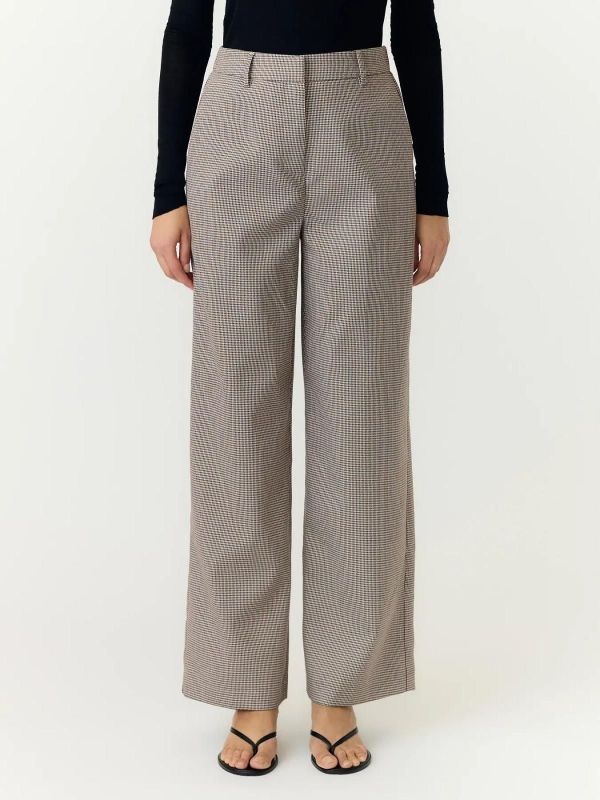 YAS Chekka Hw Wide Pants Noos - Black Checks Broek  (26041658 BLACK CHECKS ) - Caramel (Sint-Job-in-’t-Goor)