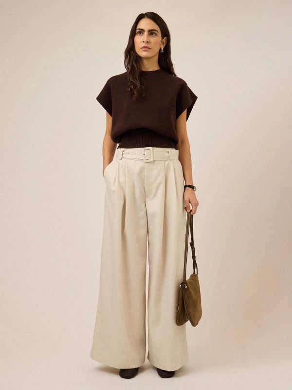Y.A.S. Alikka HW Belted Pant Pristine  (26041858 PRSITINE MELANGE) - Caramel (Sint-Job-in-’t-Goor)