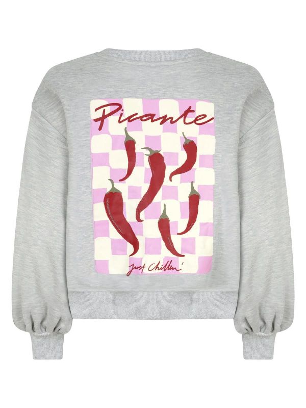 Ydence Just Chillin Sweater Grey Melange  (FS2514-184 GREY MELANGE) - Caramel (Sint-Job-in-’t-Goor)