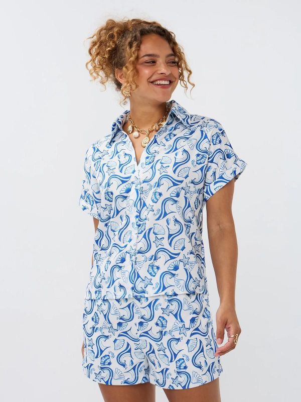 Ydence Ivana Short Blue Shells  (S-HSS2526 1116 BLUE) - Caramel (Sint-Job-in-’t-Goor)