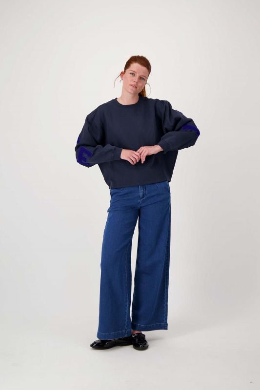 Zusss Sweater Met Tekst Navy  (0304-205/2018) - Caramel (Sint-Job-in-’t-Goor)