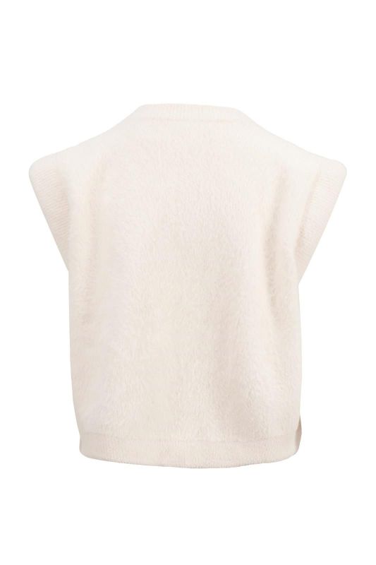 Zusss Gilet In Fluffy Garen Offwhite  (0306-078/1007) - Caramel (Sint-Job-in-’t-Goor)