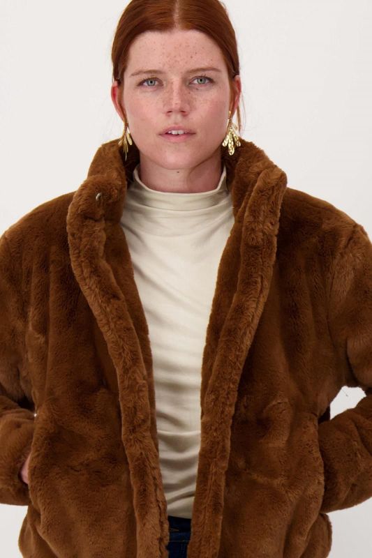 Zusss Faux Fur Jasje Mid Bruin  (0310-028/1030) - Caramel (Sint-Job-in-’t-Goor)