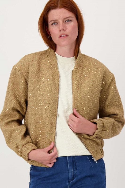 Zusss Bomber Jasje Met Sequins Beige  (0310-029/1016) - Caramel (Sint-Job-in-’t-Goor)